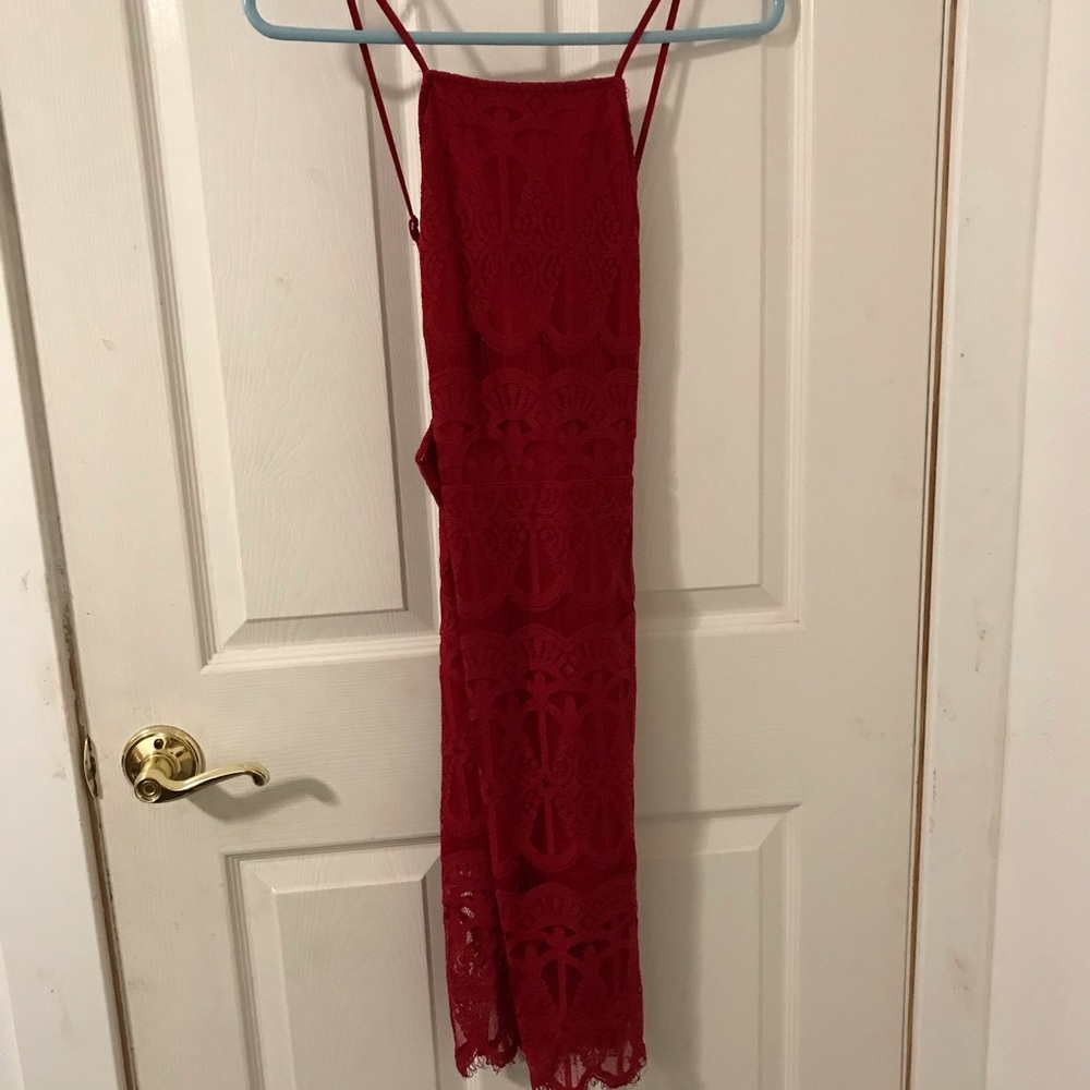 Red lace dress